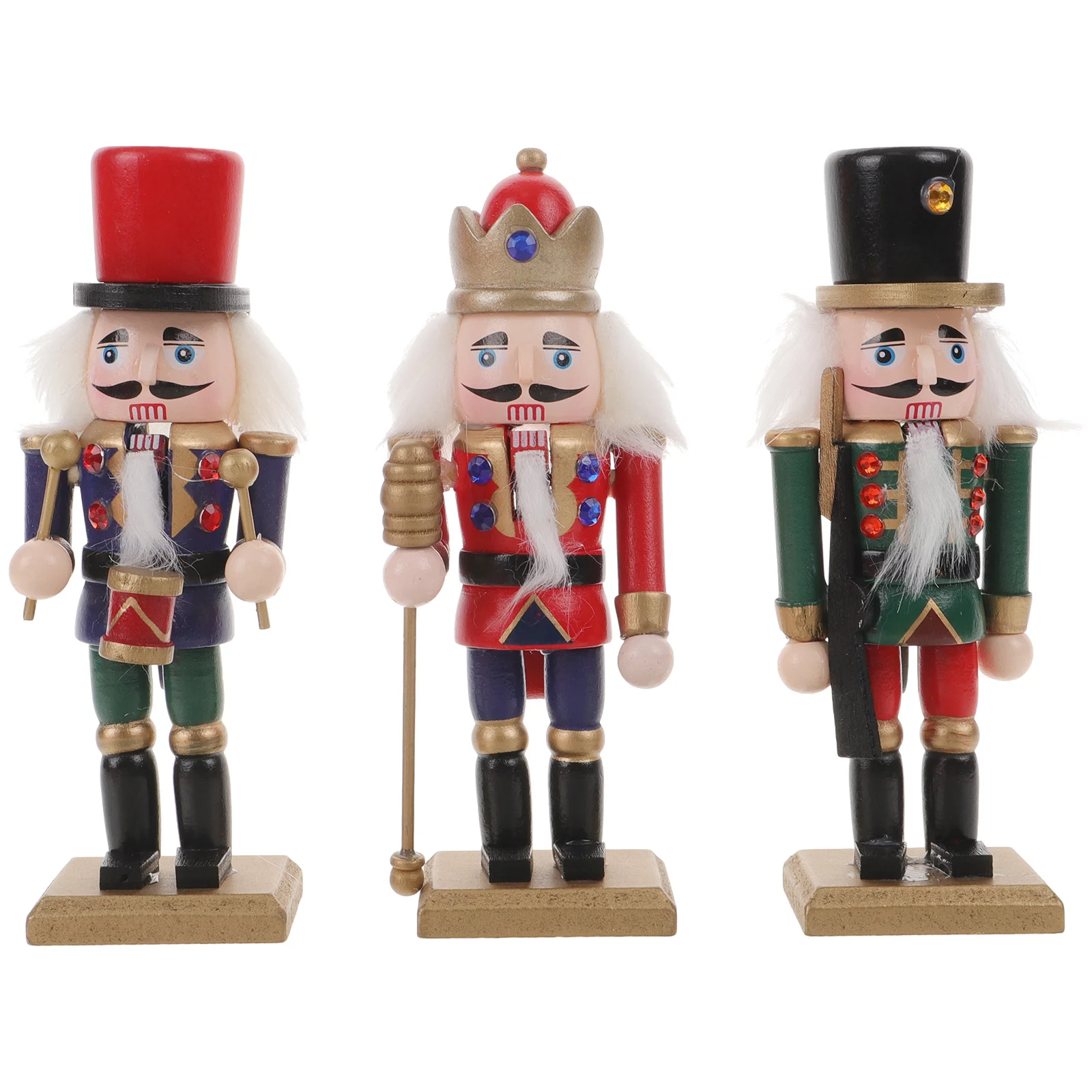 

3Pcs Walnut Soldier Nutcracker Ornaments Wooden Adornments Xmas Table Decoration Desktop Nutcracker Figures Christmas Decor