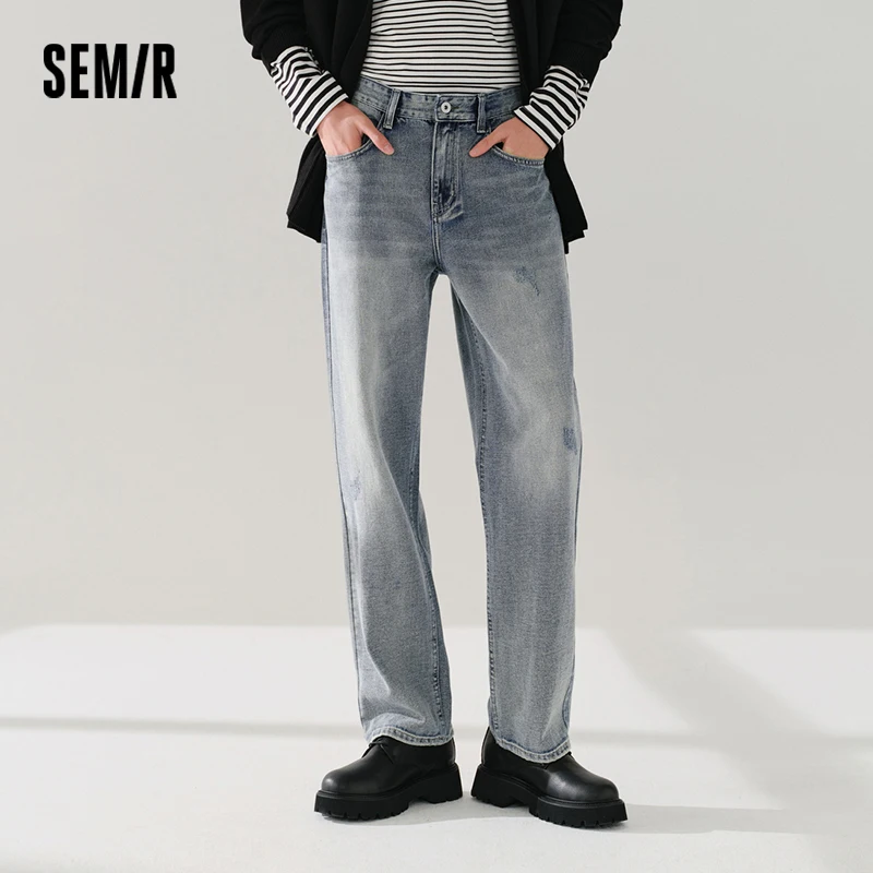 

Semir Men's Soft Vintage Hong Kong Style Jeans - Loose Straight Fit Spring Versatile Casual Pants
