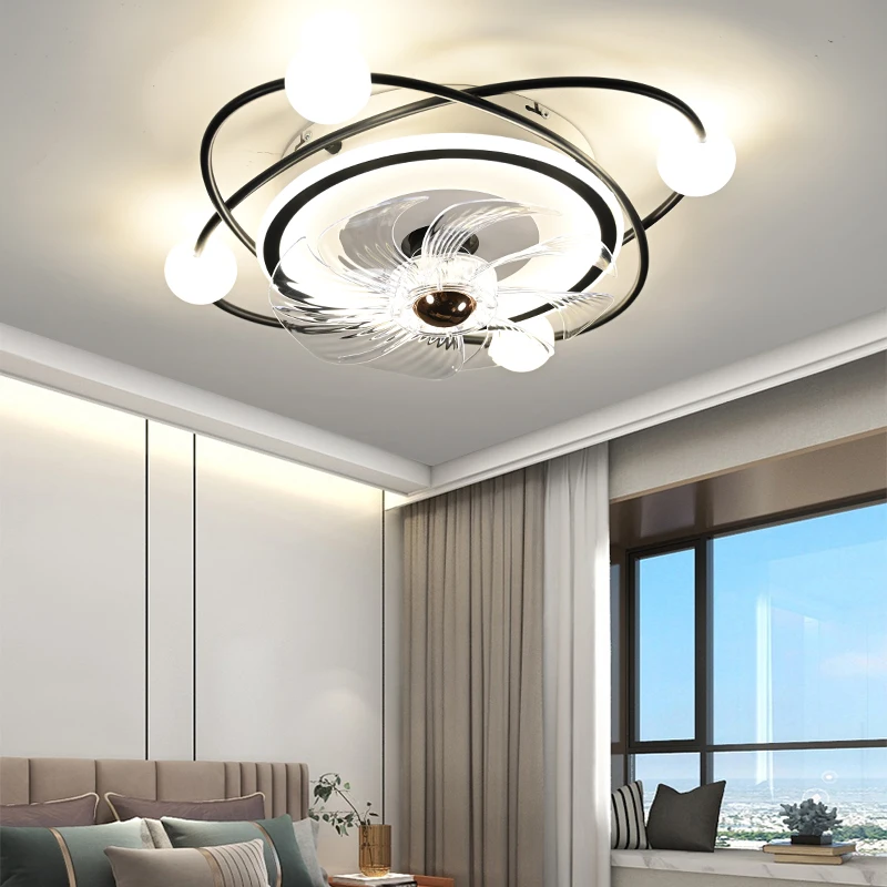 Modern Ceiling Fan With Led Light Home Living Room Bedroom Ceiling Lighting Remote Control App Adjustable 6 Fan Speed Fan Lights