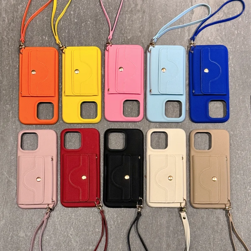 

Button-style card holder with small lychee pattern suitable for Apple devices15promaxUnique and minimalist solid color phone cas