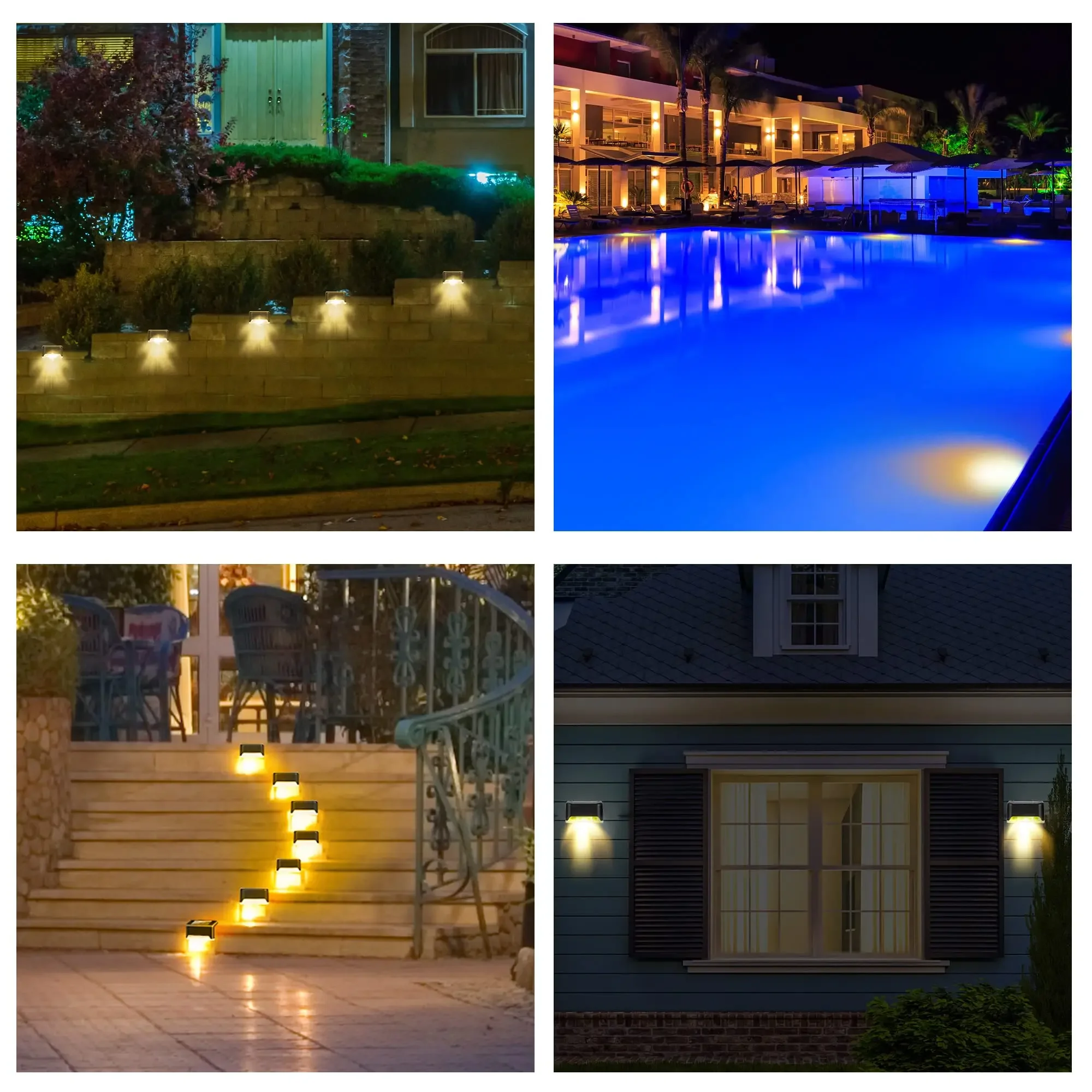 4Pack Solar Pool Side Lights Outdoor LED Deck Lights for Stairs Step Fence Yard Patio Pathway Decor Swimming Pool Night Lights