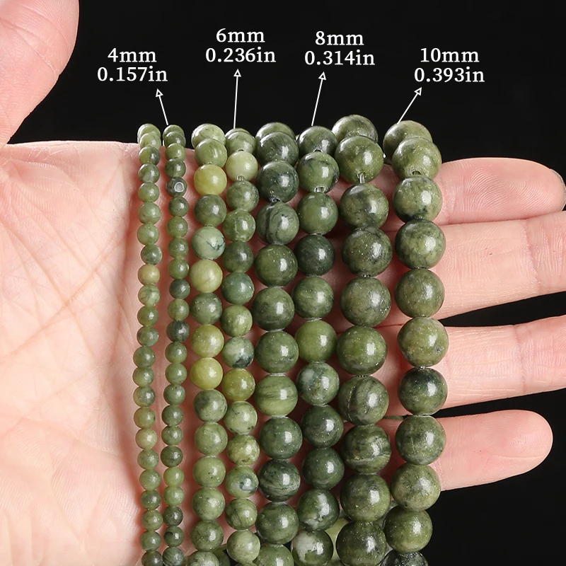 Natural Stone Dark Color Southern Jade Bead Round Loose Spacer Bead for Jewelry Making Wholesale DIY Bracelet Necklace Accessory