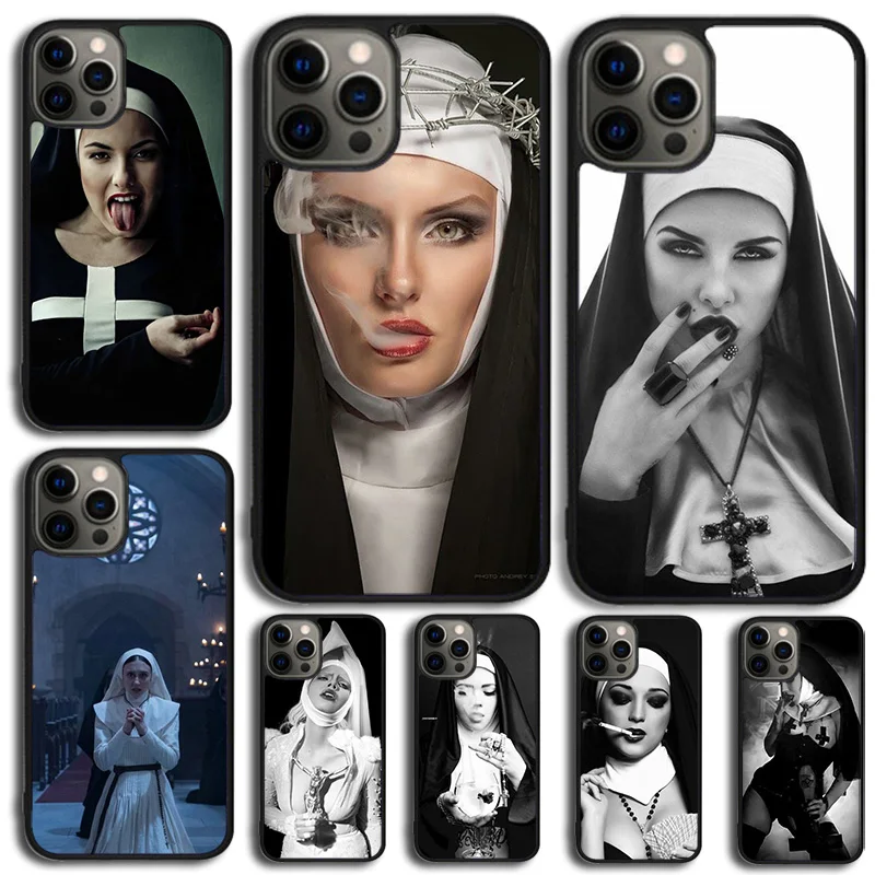 Sister Style Nun Sexy Girl Phone Case For iPhone 14 15 16 13 12 Mini Max Cover For Apple iPhone 11 Pro Max 6 8 7 Plus SE2020