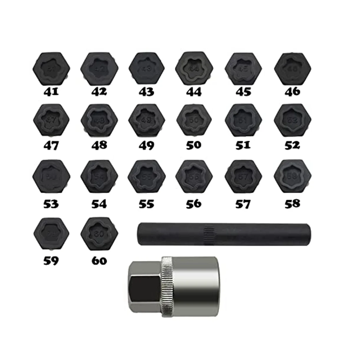 22PCS Wheel Locking Nut Key Kit, Wheel Lock Nut Socket Adapter Set, Wheel Anti-Theft Lug Nut Removal Tool