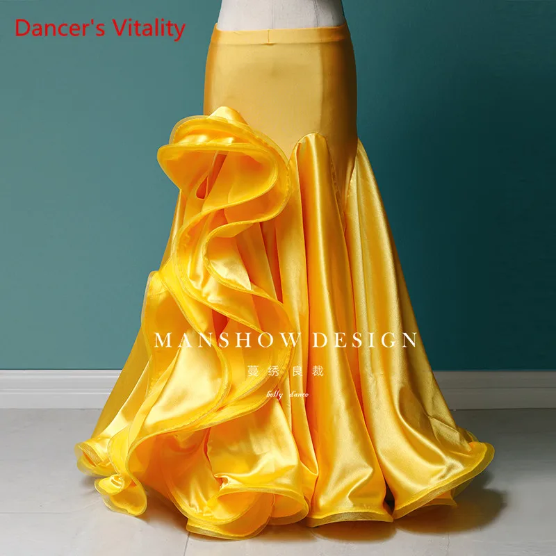 Belly Dance Skirt Women New Sexy Fairy Models Satin Bag Hip Dress Professional Custom Dance Long Skirt