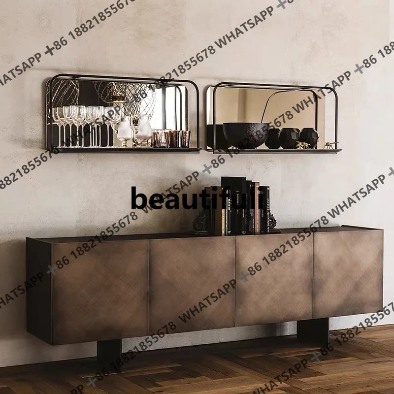 

Retro and old dining side cabinet Italian porch cabinet Bronze brushed industrial style decorative cabinet