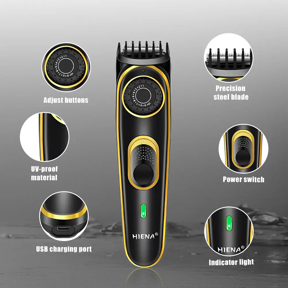 HIENA 고품질 Usb 이발사 방수 무선 헤어 트리머 전기 무선 전문 헤어 클리퍼