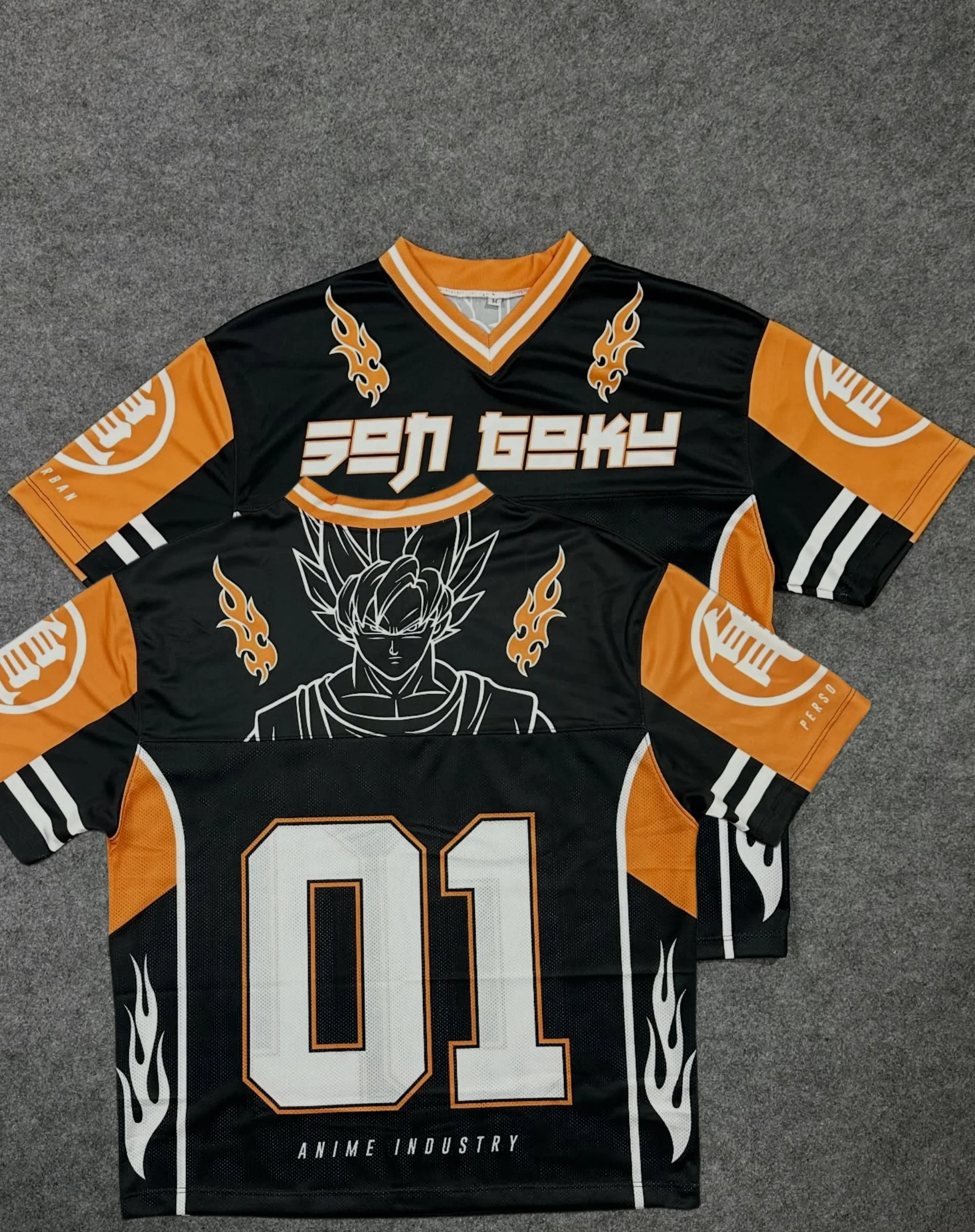 2026 Dragon Ball Z Son Goku 01 Jersey T-shirt, Men's Anime Super Saiyan Flame Graphic Mesh Streetwear Tee, Casual Hip Hop Top