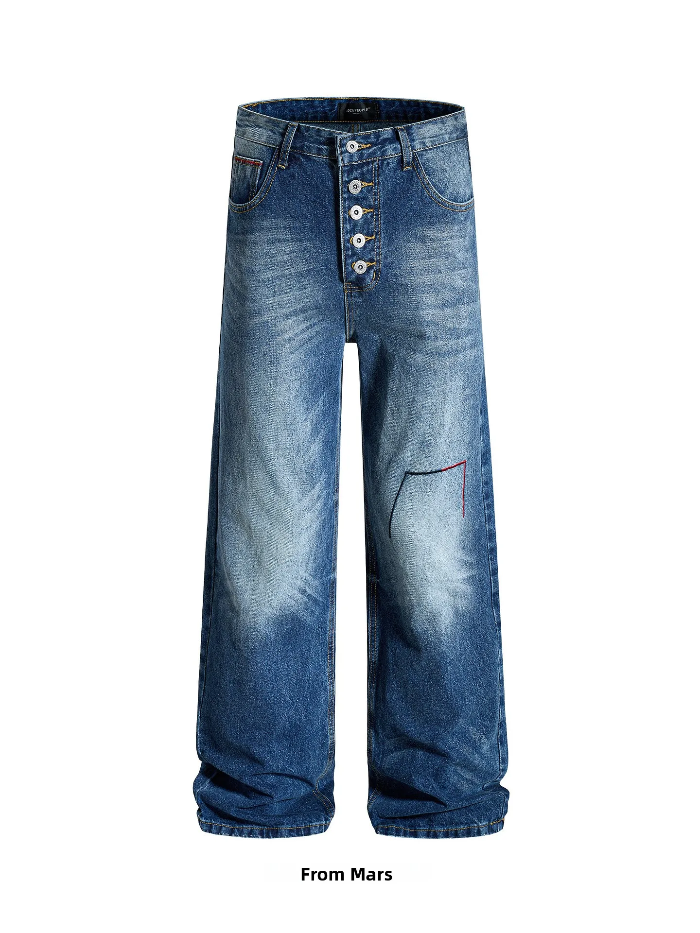 

Ретро-джинсы унисекс с широкими штанинами, свободного кроя, из дышащей хлопковой смеси, модные повседневные прямые джинсы