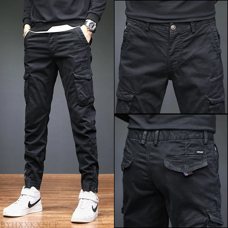 CAAYU-pantalones Cargo para hombre, ropa de calle japonesa con bolsillos laterales, estilo Hip Hop, a la moda, 2022