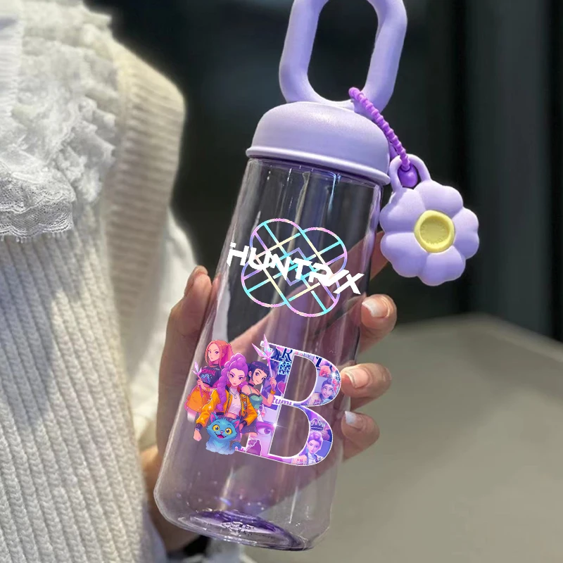 

Kpop Demon Hunter Water Bottles Girls Anime Letter A-Z Cup Student School Outdoor New Mug Kids Summer Accessories Children Gift