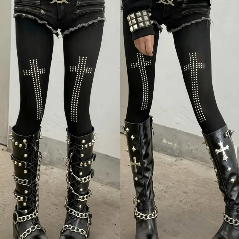 

Горячие колготки со стразами в стиле Y2K, колготки для косплея, черные чулки для пикантных девушек, женские уличные колготки в стиле ретро 2000-х годов в стиле хип-хоп