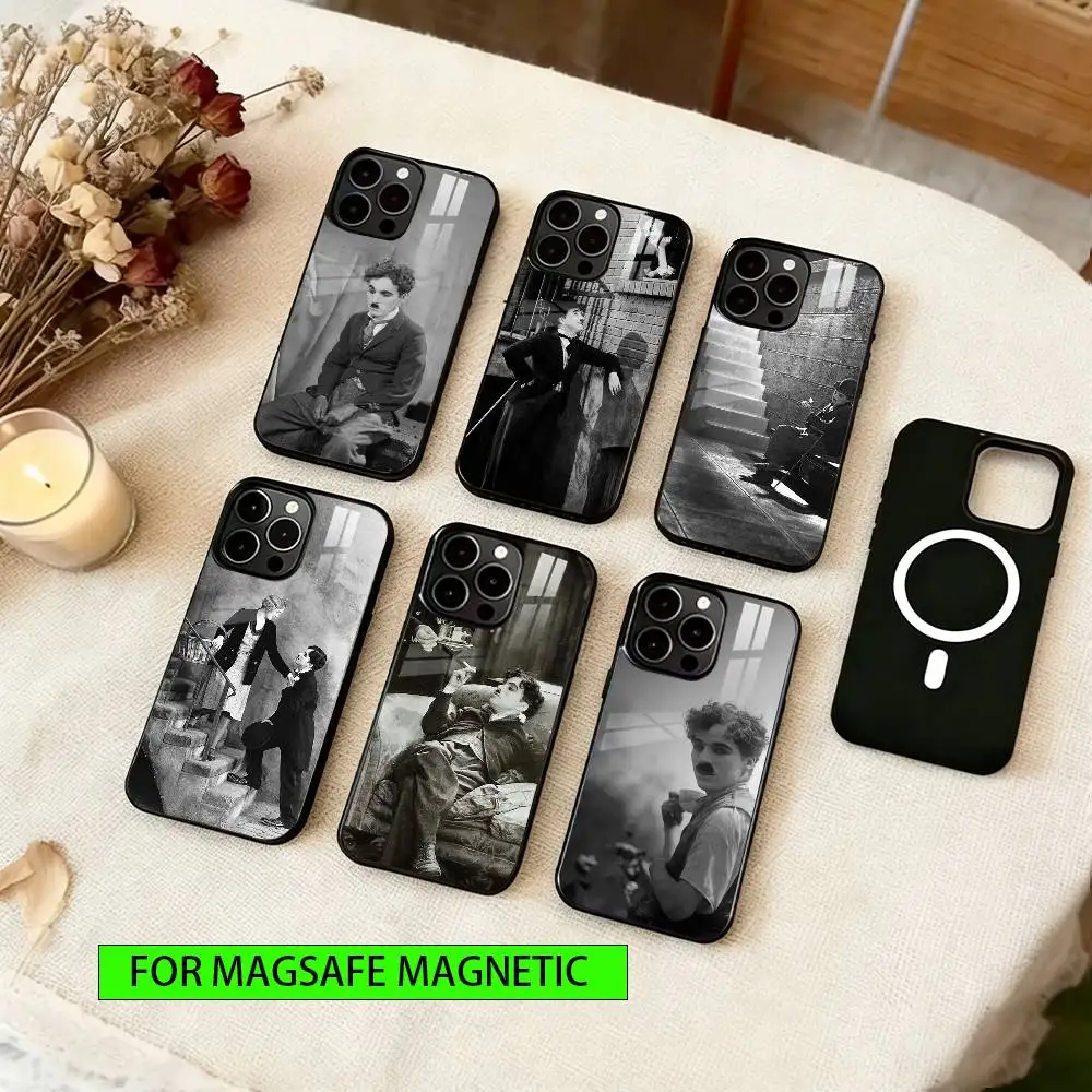 

Charlie Chaplin Phone Case For iPhone17,16,15,14,13,12,11 Plus,Pro Magnetic with Magsafe Wireless Charging
