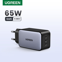 UGREEN 65W GaN Charger Quick Charge 4.0 3.0 PPS PD 3.0 Fast Charger 3 USB C For Macbook Air Laptops Tablets iPhone 16 15 14 Pro