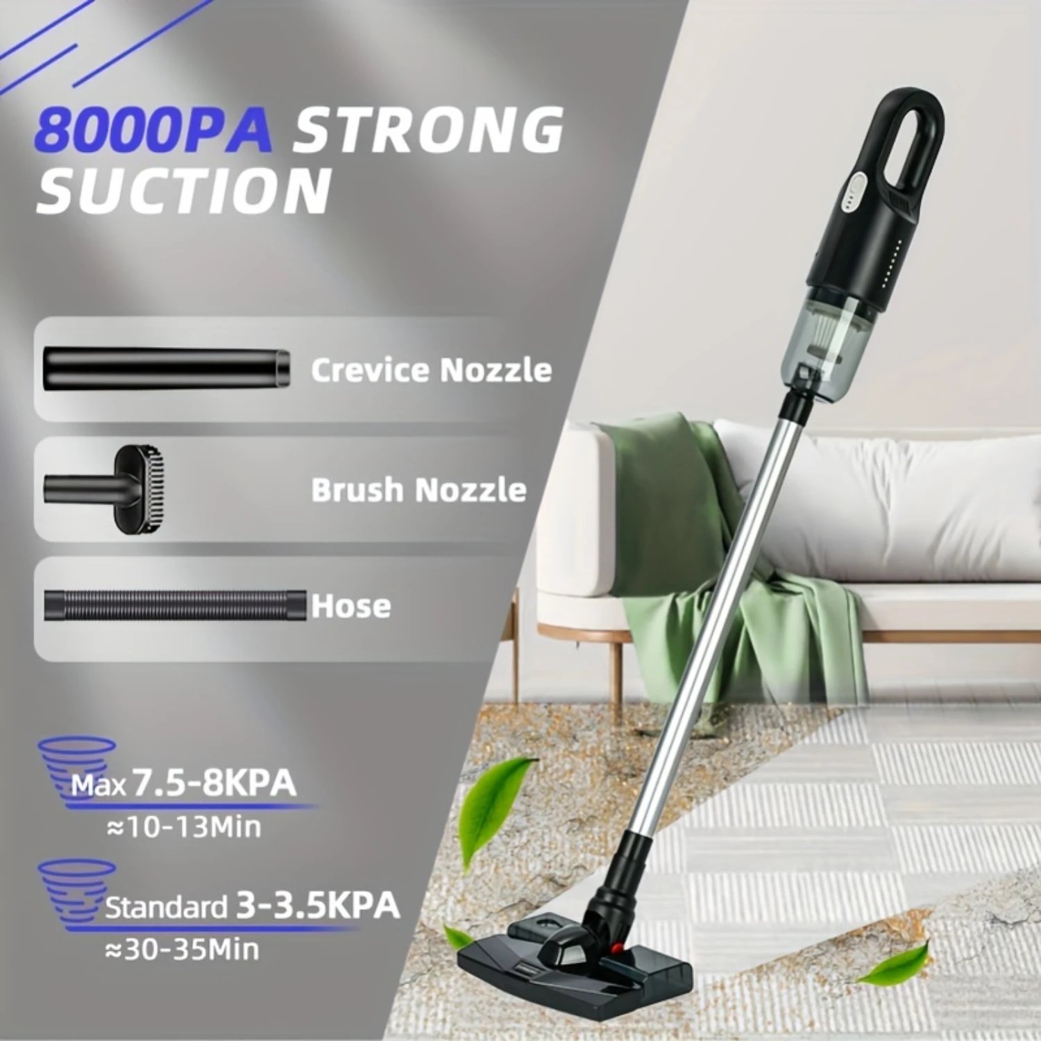 Portable Wireless Car and Home Vacuum Cleaner with High Suction Power for Dry and Wet Dual-Use, Ideal for Pet Hair Removal