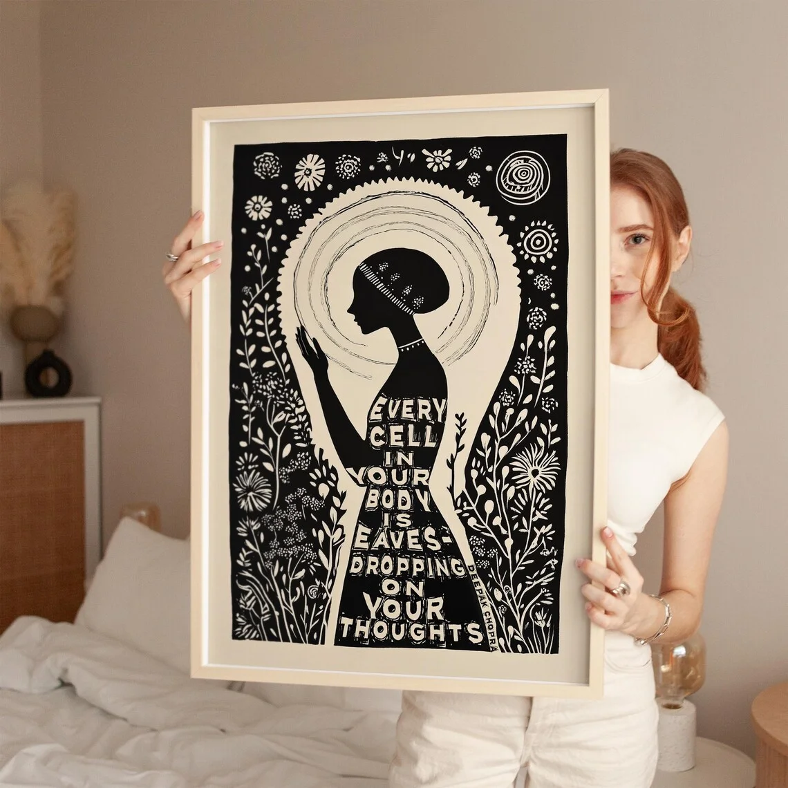 Décoration murale de pleine conscience, impression d’art féministe, art du bien-être, affiche d’énergie positive, cadeau de guérison spirituelle, art de salle de méditation, S