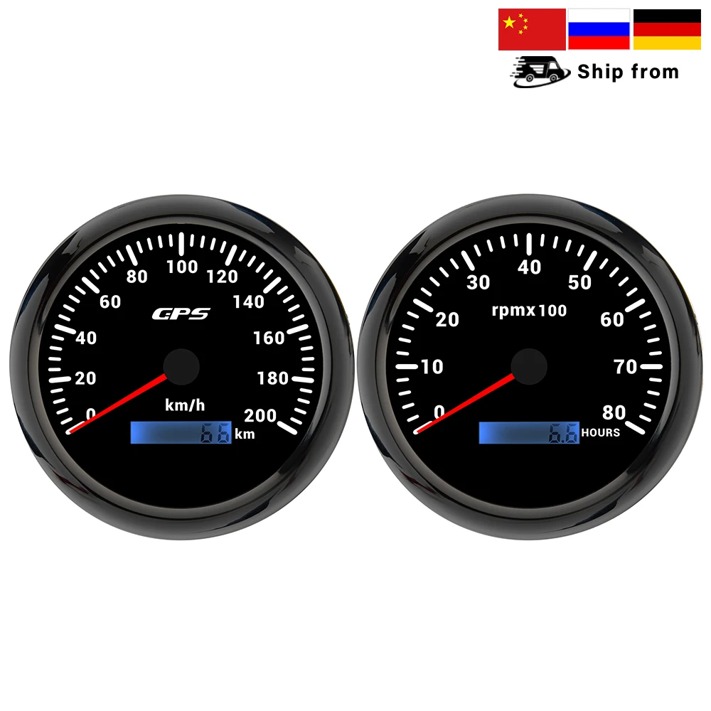 ELING 2 Gauge Kit 110mm 60 120 200 Km/h 80 120 160 MPH Speedometer GPS Tachometer 4K 6K 7K 8K with 7 Colors Backlight for Car RV