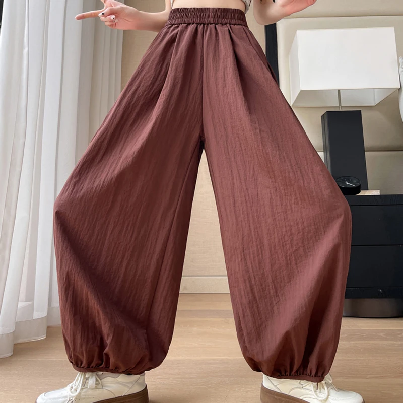 Cotton Linen Sweatpants Women Loose Lazy Ice Silk Thin Summer Lantern Trousers Casual Sunscreen Japan Yamamoto Wide Leg Pants