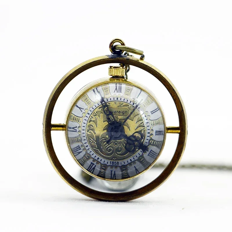 

New Arrival Glass Dome Round Pocket Watch Personalised Pendant Necklaces Vintage Quartz Pocket&Fob Chain Watches