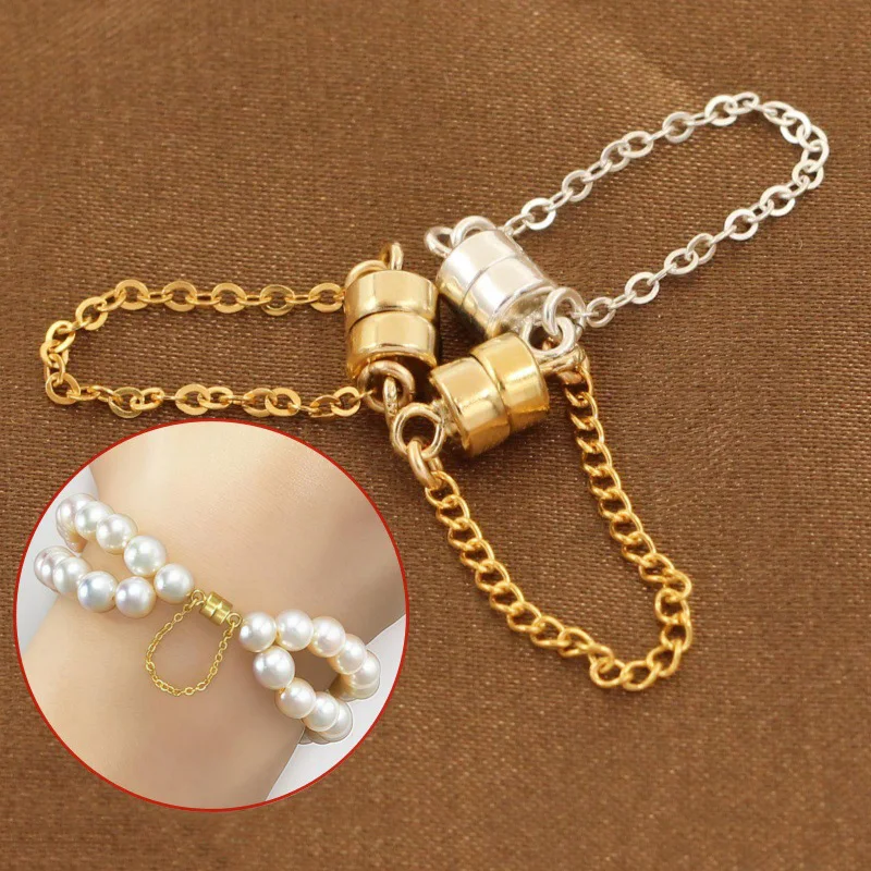14K Gold Filled Magnetic Clasp, Safety Chain, Flat Cable, Safety Chain, Curb, Jewelry DIY Accessories, 4 cm, 7cm