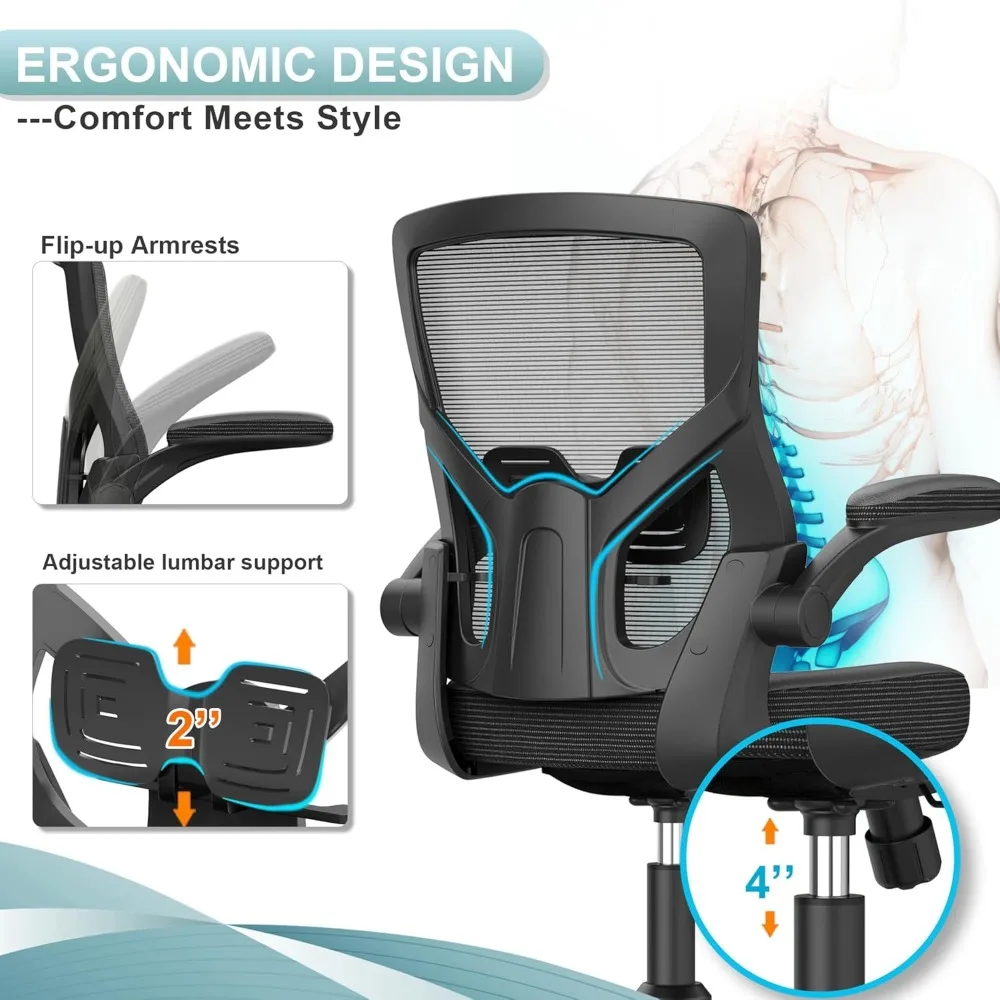 Ergonomic High-Back Office Chair with Adjustable Height for Home and Executive Desk Support