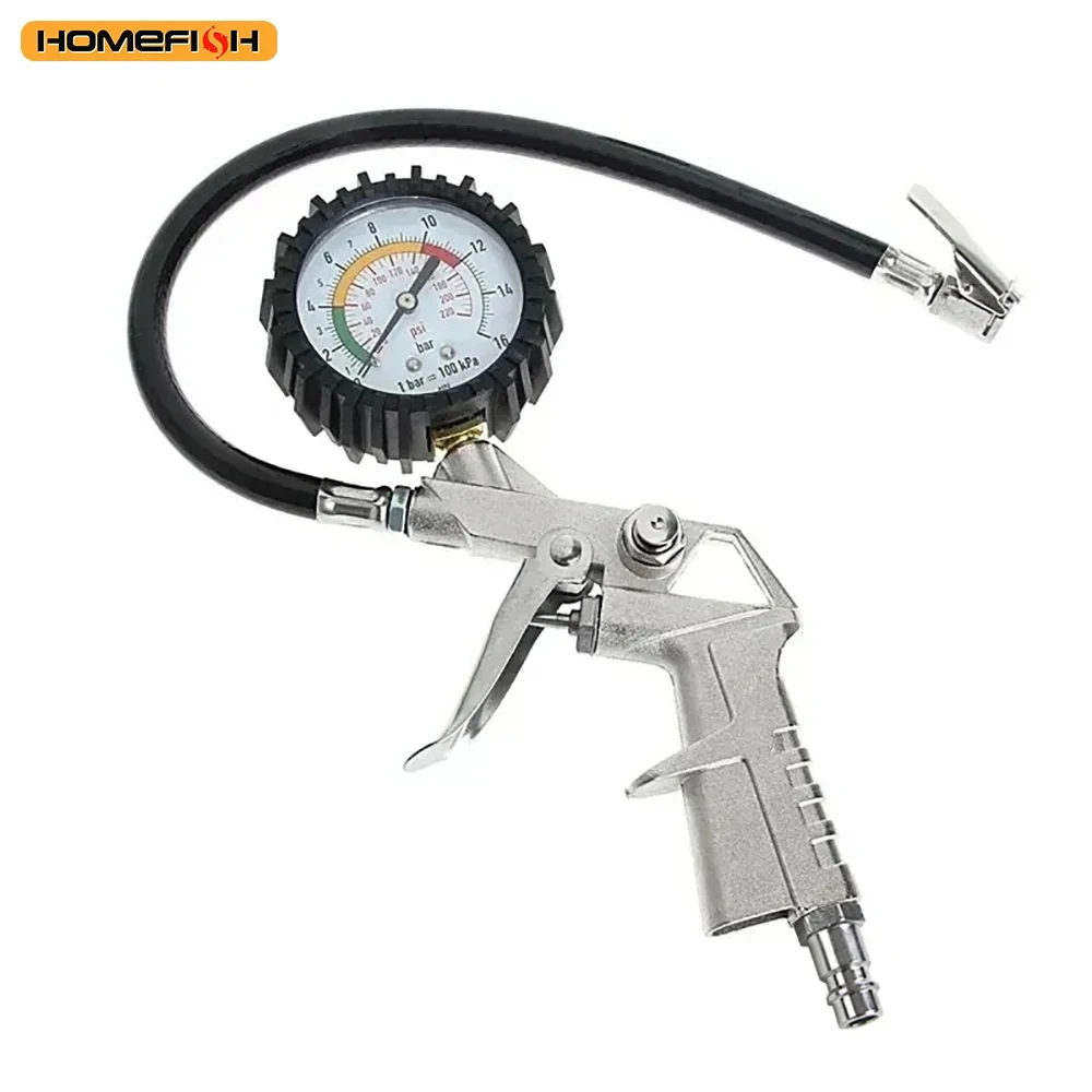 220PSI Car Motorcycle Multifunctional Tire Air Pressure Monitoring Gauge Tester Air Compressor Dial Meter Inflator Pump Tools