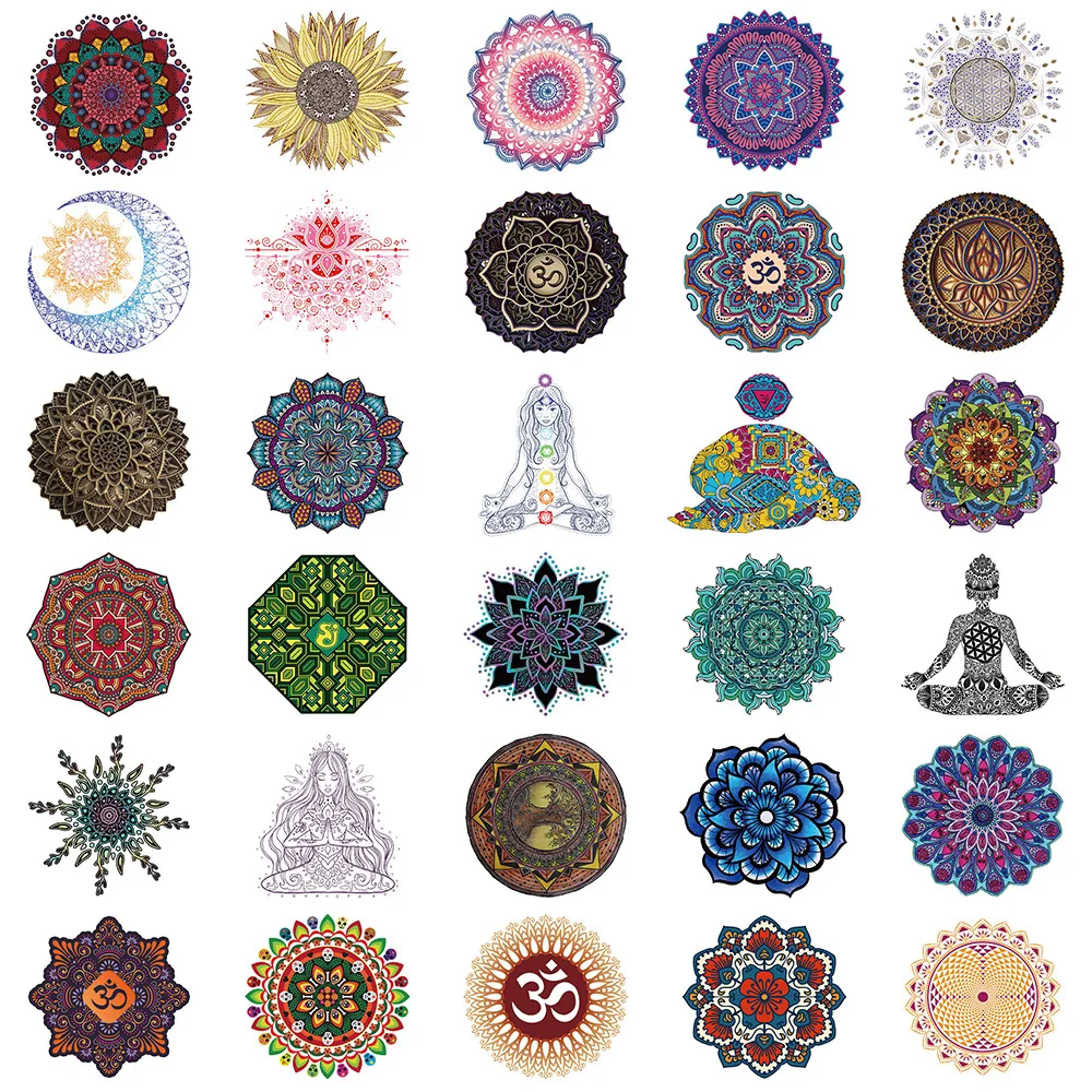 10/30/60Pcs Mandala flower Graffiti sticker For Suitcase Skateboard Laptop Luggage Phone Styling DIY Decal Pegatina