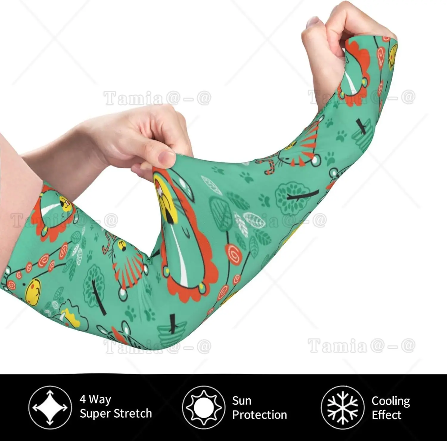 Mangas de brazo con estampado de animales divertidos en la jungla, protección solar UV refrescante, compresión deportiva para hombres y mujeres, mangas de brazo de baloncesto y Golf