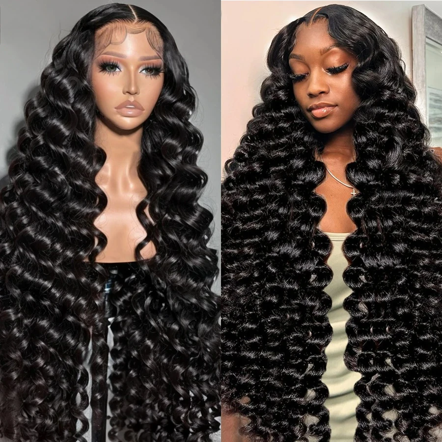 30 40 Inch 13x4 Loose Deep Wave Lace Frontal Wig Human Hair 13X6 HD Transparent Water Curly Natural Lace Front  Wigs For Women