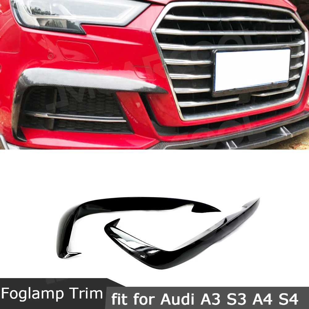 

Carbon Fiber Car Front Foglamp Air Vent Fins Trim Strip For Audi S3 A3 Sline Sedan 2017-2019 Eyelids Canards Splitter Decoration