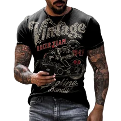 2022 Summer Vintage Men's T Shirt 3d Retro Motorcycle Oversized Tshirts For Men Clothing Biker Racing T-shirts Motor Tees Tops