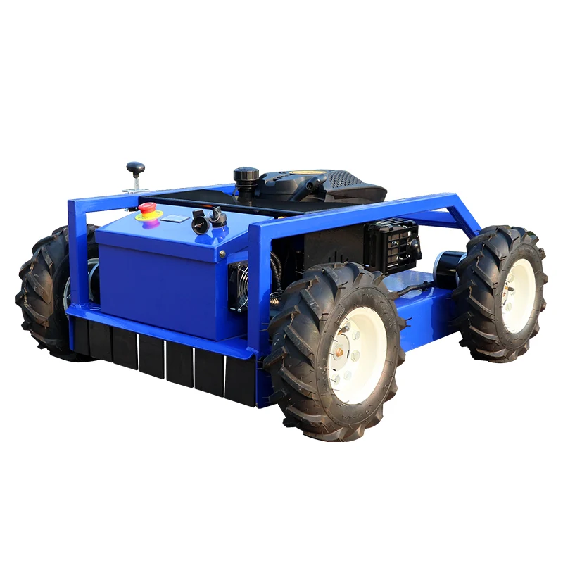 Customized Remote Control Off-Road Tank Self-Propelled Lawn Mower 196cc Cordless Grass Cutter Machine with Grass Box