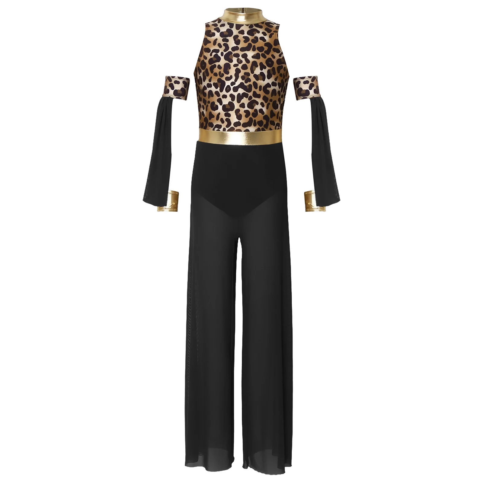 Children Leopard Cha Cha Samba Dance Clothing Girls Latin Dance Outfit Primitive Tribe Performance Clothes Kids Cavegirl Costume