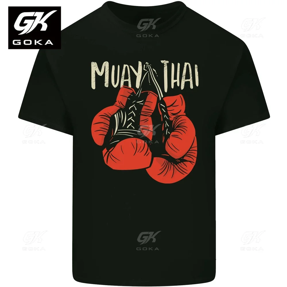 Muay Thai Boxing Gloves MMA Graphic T Shirts for Mens Clothing Cotton Tees Women Vintage Tops Printed T-shirt Y2K Classic Tshirt