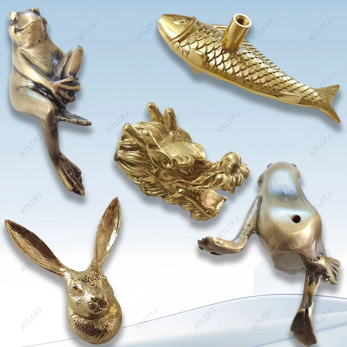 Pure Copper Handle Cabinet Wine Cabinet Drawer Cabinet Door Handle Copper Natural Light Color Animal Shaped Handle image 3