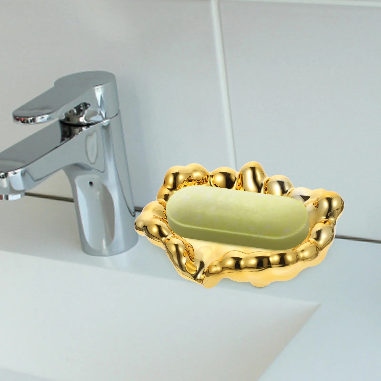 Cloud-Shaped Self-Draining Soap Dish Holder ABS Material Smooth Surface Heavy Base for Bathroom Kitchen Sink Shower Hotel