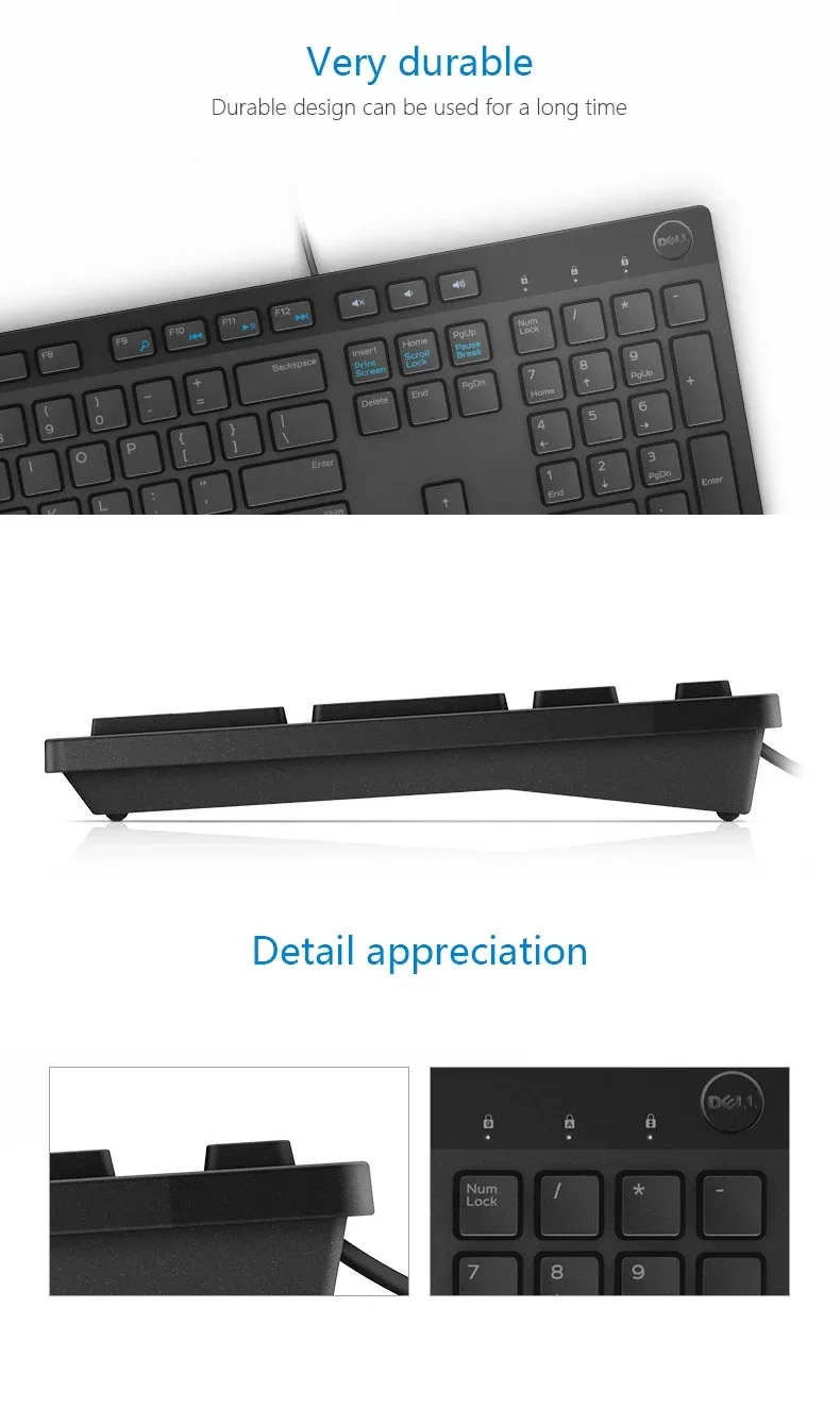 Dell KB216 Slim Multimedia USB Keyboard Wired Keyboard for Destop Office