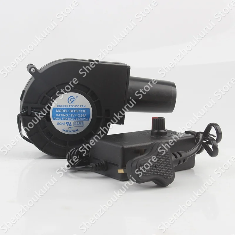 

New DC12V 2.94A 9733BFB9733H high-speed variablespeed controller barbecue dust removal inflation Blower British plug coolingfan