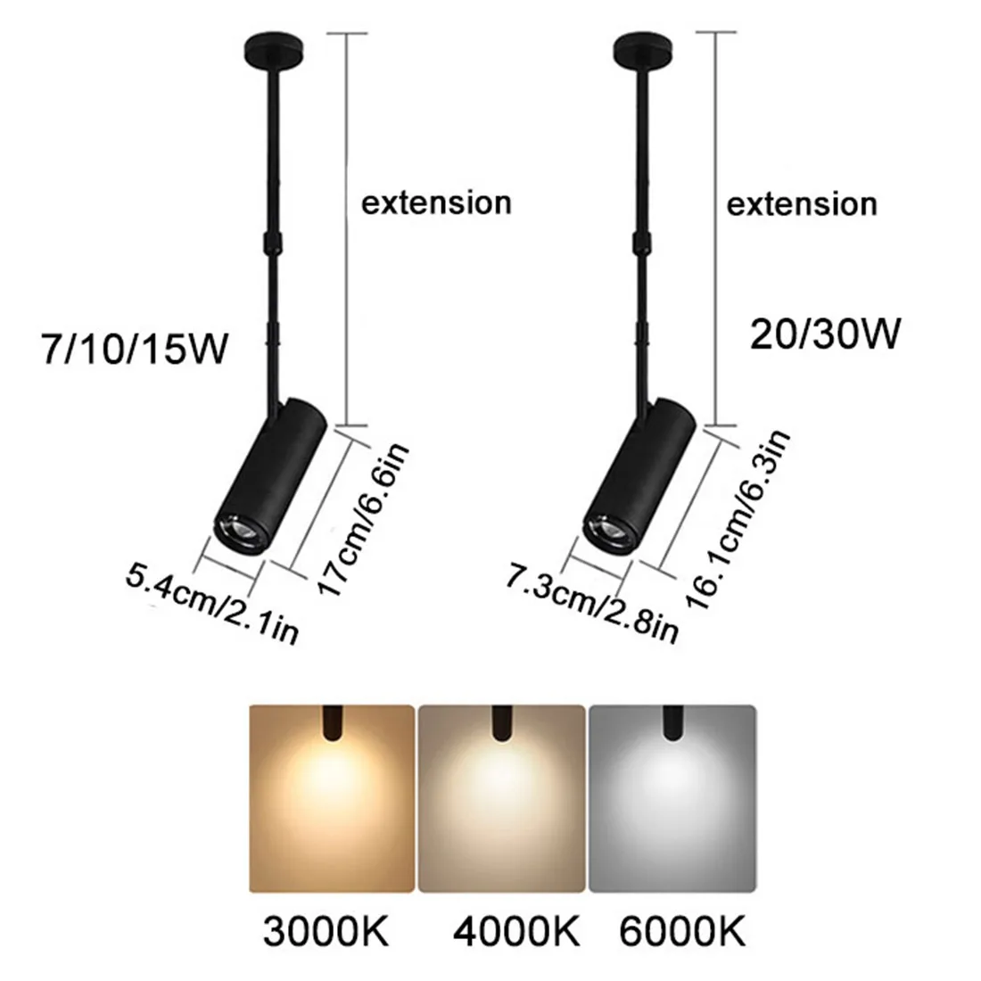 Black White Trade Show Spotlights Extension Rod LED Display Lighting with Beam Angle Adjusted for showcases,picture ,jewellery