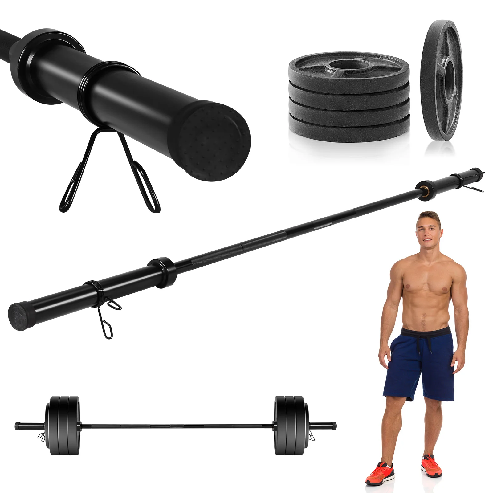 2.2 متر كروم اللياقة البدنية الحديد بار استبدال قضيب مستقيم الحديد بار الصالة الرياضية الحديد موصل لصالة الألعاب الرياضية الحديد بار تدريب القوة