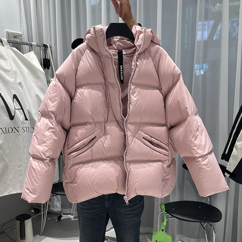 Winter Hooded Double Zipper Parker Down Jacket Women White Duck Down Puff Waterproof Jacket Female Drawstring Thick Warm Outwear