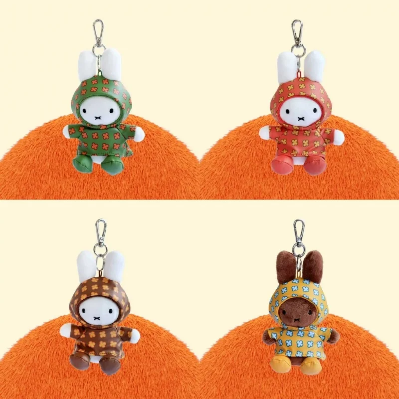 Original Korean Miffy Plush Pendant 13cm Raincoat Melanie New Floral Shaped Bag Decoration Christmas Gift For Women In Stock