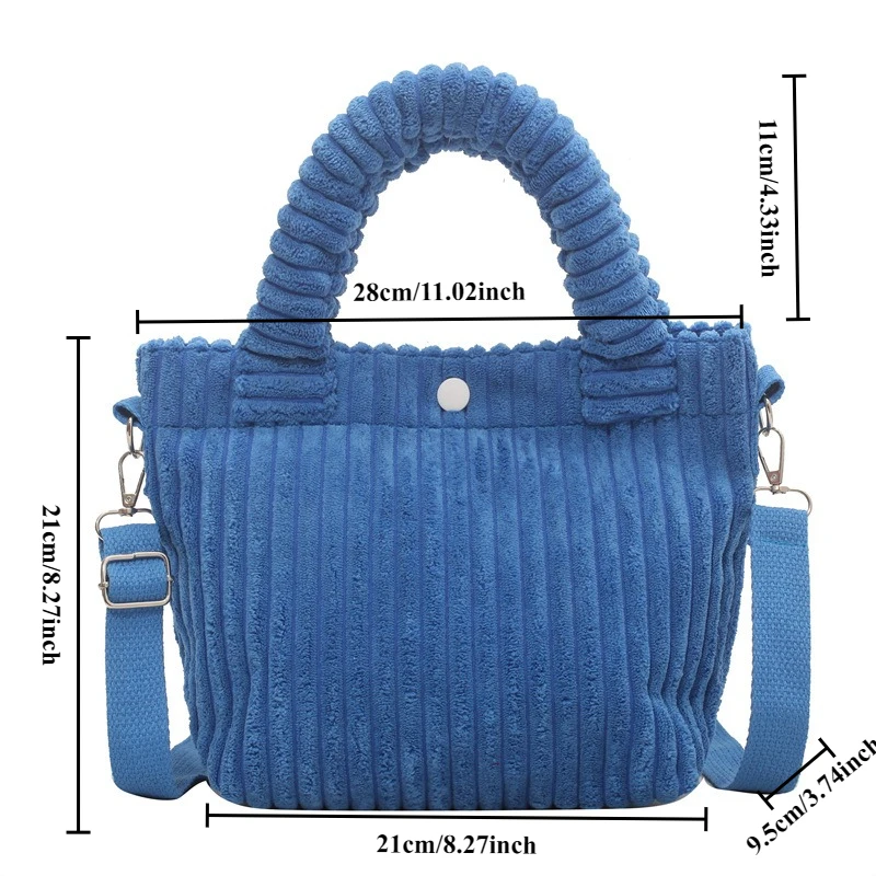 1 pièces femmes couleur unie velours côtelé en peluche sac fourre-tout sac à main bandoulière sac à bandoulière petit mode décontracté quotidien sac à main