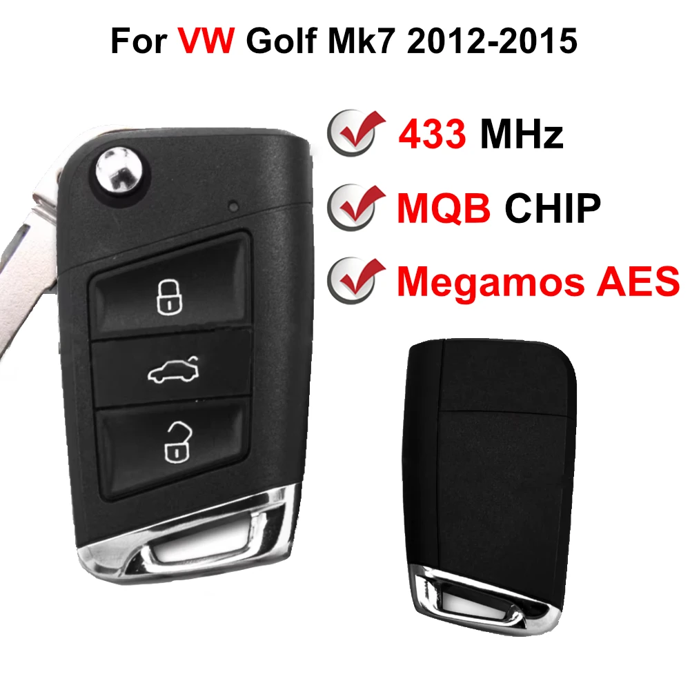 5G6959752AB BB 6V0959752D/Q Megamos AES MQB Chip Smart Car Key Fob for Volkswagen Golf Mk7 Skoda Octavia Seat Leon