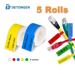 Cable Thermal Label for Detonger DP23S/DP80/DP30 Printer 5 Rolls Waterproof Oilproof Scratchproof Tear Proof Adhensive  Sticker