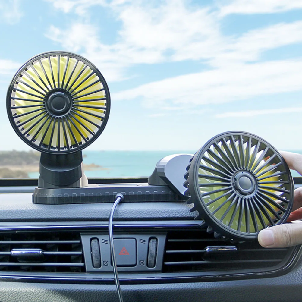 

Car Dual Head Fan ABS Material 3 Levels Wind Power Adjustable Mini Portable Cooling Fan for Car Home Office USB Powered Travel