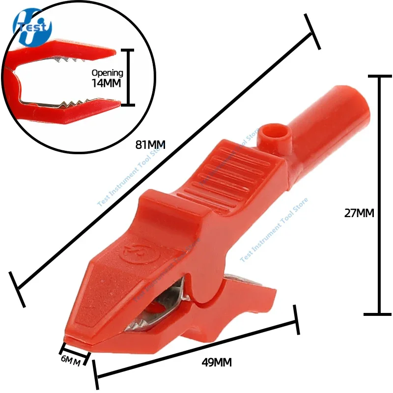 2pcs/lot  30A  Red Black Copper 80MM Alligator Clip for 4mm Banana PLUG Test Probes cable Insulate Clamp