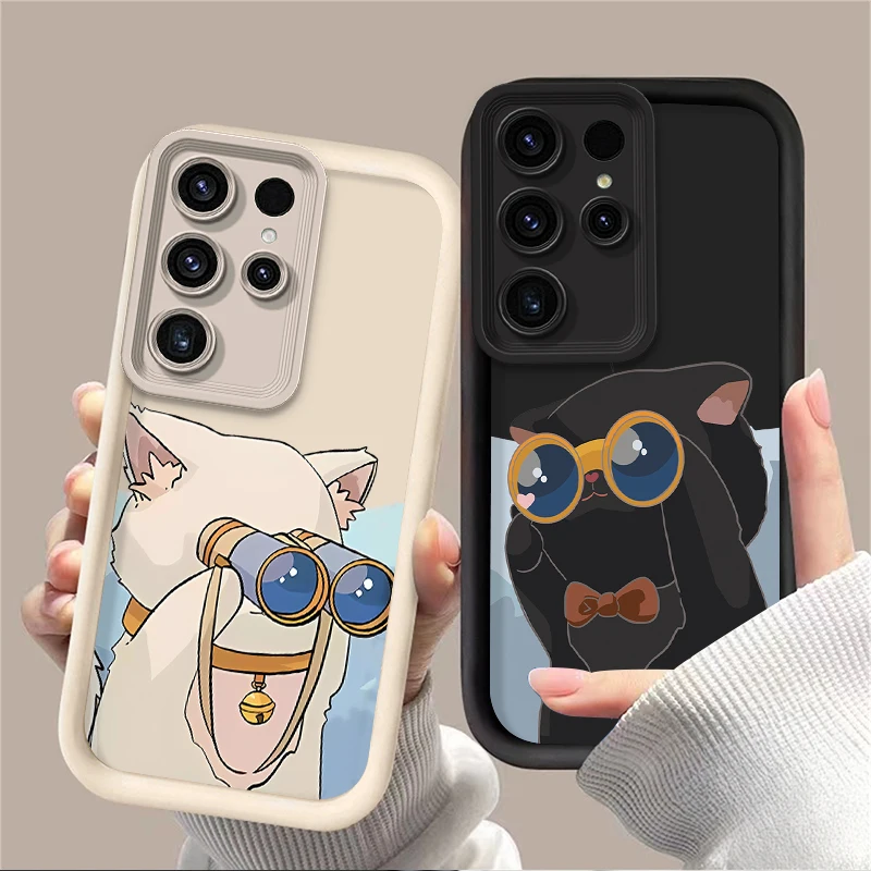 Cute Couple Dingdang Cat Phone Case for Samsung Galaxy S25 S24 S23 Ultra S22 S21 Plus FE 5G A54 A34 A14 A73 A53 A33 5G Soft Etui