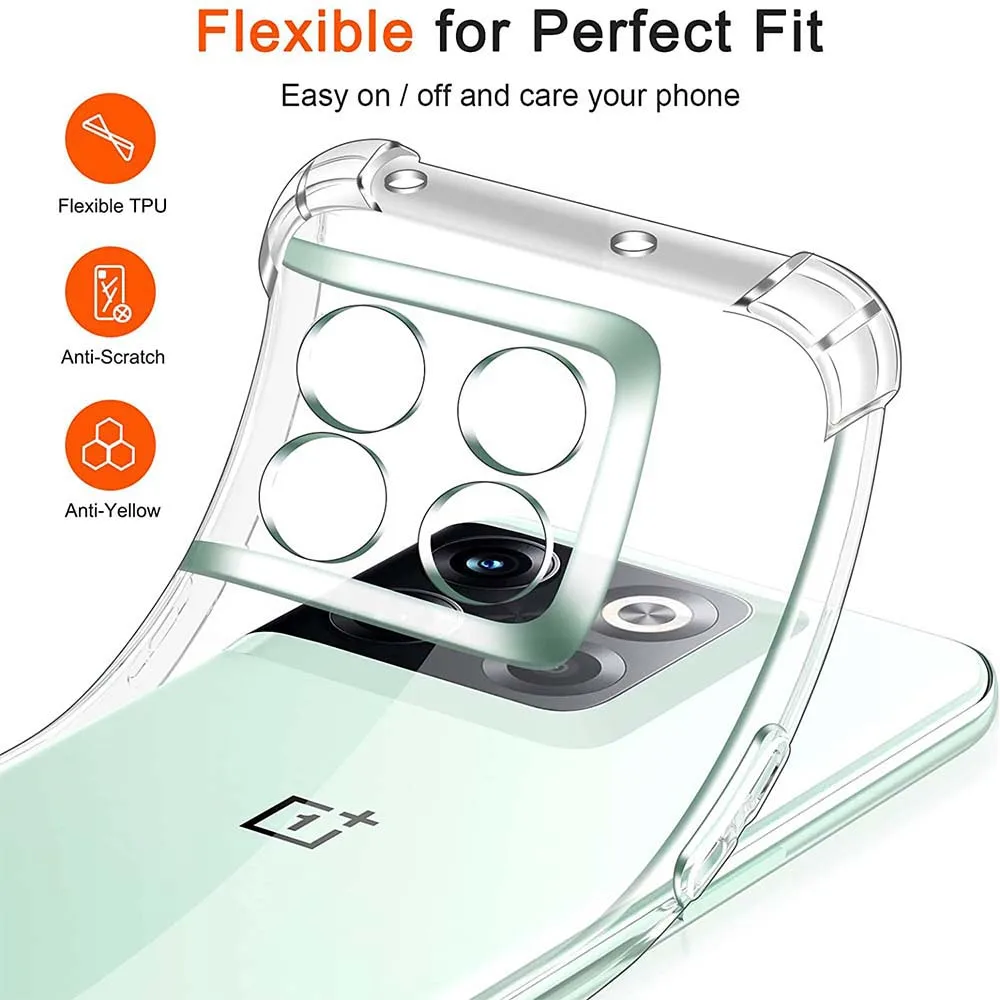 Klare Abdeckung für OnePlus One Plus 8T 10T 10R 9R 11 9RT 11R 10 5 5T 6 6T 7 7T 8 9 Pro Dicke, stoßfeste, weiche Silikon-Handyhülle – Detail 2