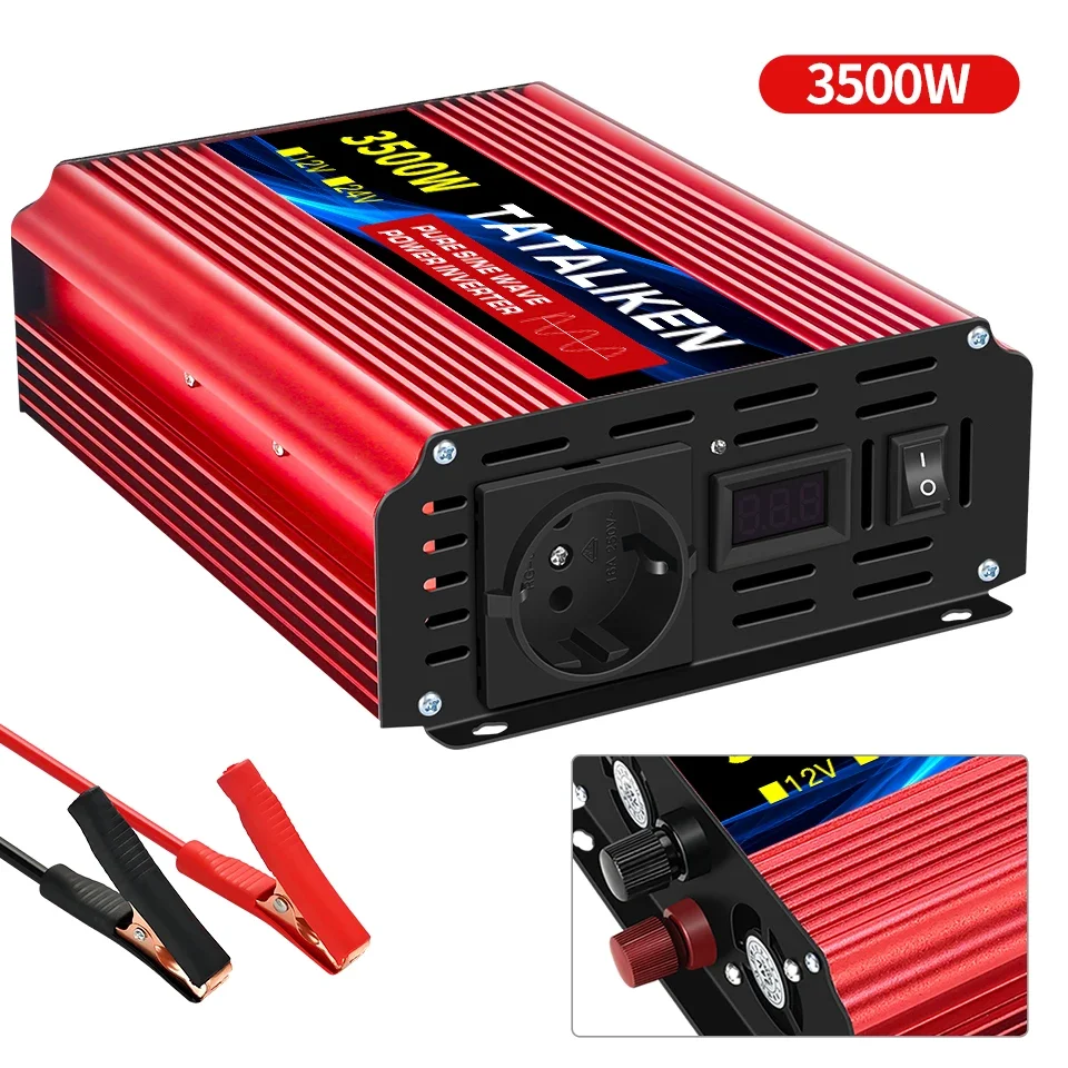 3500 W/4500 W/5000 W/6000 W Zuivere Sinus EU Socket Auto Omvormer DC 12 V naar AC 220 V 50 HZ Voltage Converter met Smart LCD Sc